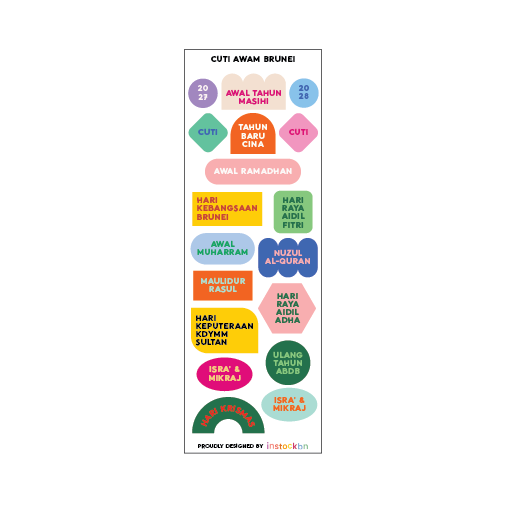 Cuti Awam 2027 / 2028 Brunei Sticker Sheet