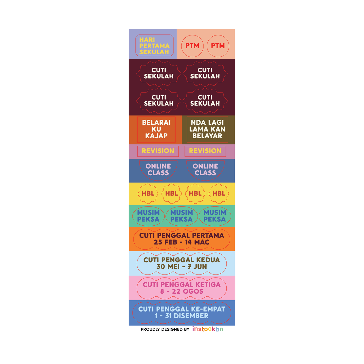 Cuti Sekolah 2027 Sticker Sheet