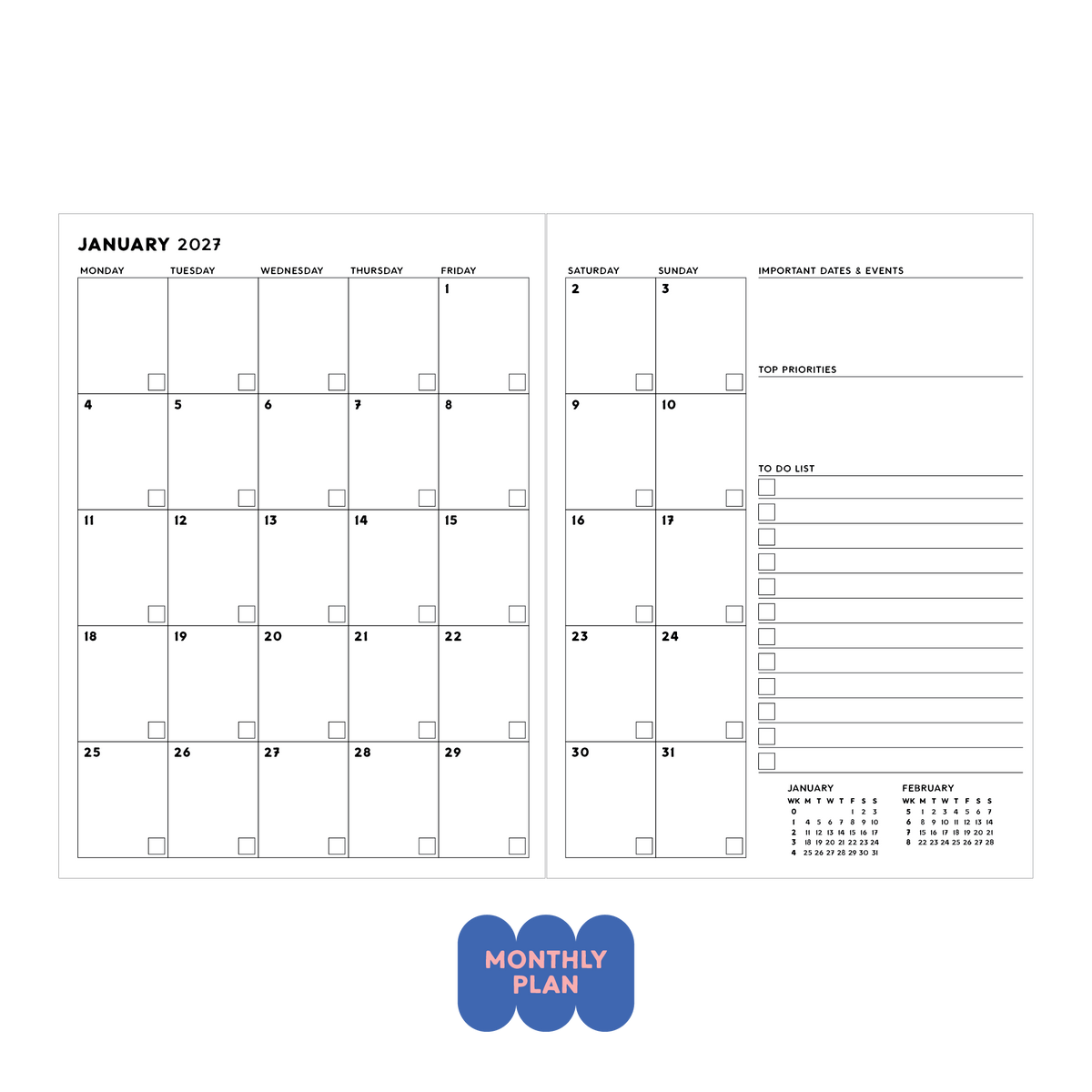 Biru Trifold 2027 Planner