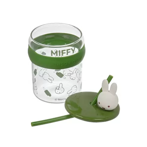 Miffy Glass Cup With Straw
