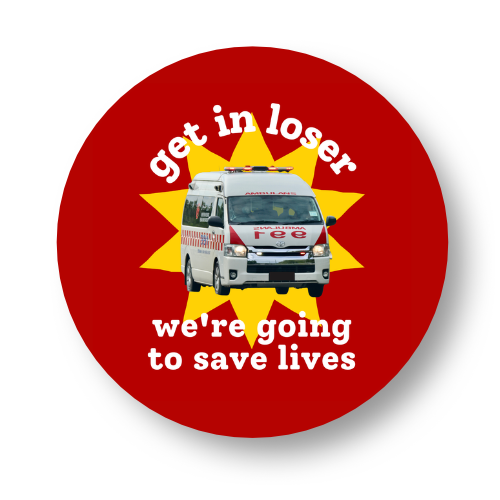 Get In Loser (Red) Badge Button